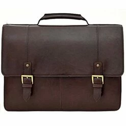 HIDESIGN Charles Large Double Gusset Leather 17" Laptop Compatible Briefcase Messenger Bag I Shoulder Bag For Men & Women - Size (L X W X H - 17.3 X 3.9 X 12.6 Inches)