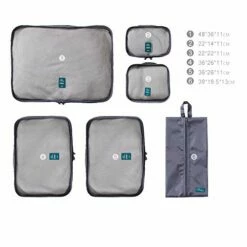 6 Set Packing Cubes Travel Luggage Organizer Waterproof Mesh Lightweight Suitcase Storage Bag Clothing Laundry Bag Shoe Bag (Grey) -TRAVELPRO Sales 41Dxu2eZMQL
