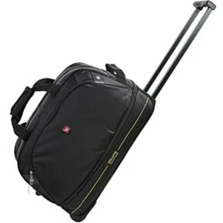 OIWAS Small Rolling Duffle Bag With Wheels Travel 22 Inch Carry On Luggage Tote Suitcase Unisex-Adult Short Term Trips Expandable 45L To 55L Women Men Black