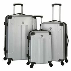 Travelers Club Chicago Hardside Expandable Spinner Luggage, Silver, 3-Piece Set (20/24/28)