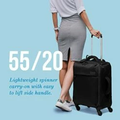 Lipault - Original Plume Spinner 55/20 Luggage - Carry-On Rolling Bag For Women - Black -TRAVELPRO Sales 41Fj58EjktL