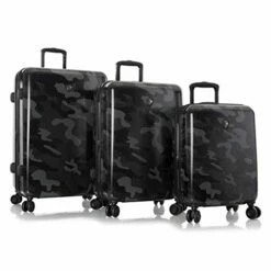 Heys Black Camo 3pc Spinner Luggage Set (Black)