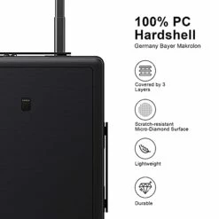 LEVEL8 Luminous Textured Medium Checked Luggage, 24” Hardshell Suitcase, Lightweight PC Textured Hardside Spinner Trolley For Luggage, TSA Approved Checked Luggage With 8 Spinner Wheels, Black, 24-Inch Checked-In -TRAVELPRO Sales 41HnoNoFf9L