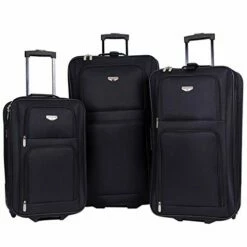 Travelers Club Genova Expandable Luggage Set, Black, 3 Piece