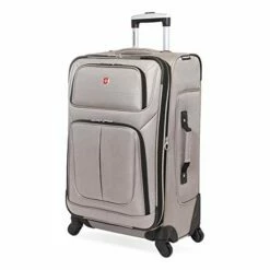 SwissGear Sion Softside Expandable Luggage, Pewter, Checked-Medium 25-Inch