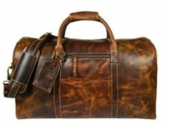 Leather Castle Genuine Vintage Men’s Duffel Sports Gym, Travel, Carry-on Luggage Bag, Light Brown -TRAVELPRO Sales 41K 2BijlbL
