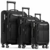 SHOWKOO Luggage Sets 3 Piece Softside Expandable Lightweight Durable Suitcase Sets Double Spinner Wheels TSA Lock Black (20in/24in/28in)