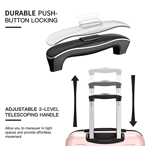 SHOWKOO Luggage Sets Expandable PC+ABS Durable Suitcase Double Wheels TSA Lock Pink 3pcs 5 SHOWKOO Luggage Sets Expandable PC+ABS Durable Suitcase Double Wheels TSA Lock Pink 3pcs - Image 3