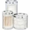 GROOVI BEAUTY Acrylic Triple Round Make Up Container (3 Connected Towers) - Compact Size, Great Storage Container For Cosmetics, Bathroom And Vanity Supplies - Qtips, Cotton Balls - 5.5"x5.9"x5.25" -TRAVELPRO Sales 41LQRYnfYoL