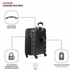 SwissGear 7366 Hardside Expandable Luggage With Spinner Wheels, Black, Carry-On 18-Inch -TRAVELPRO Sales 41NR8gQF6wS