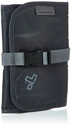 Travelon Tech Accessory Organizer, Charcoal, OPEN 13.75 X 6.5 X .1 CLOSED 6.5 X 5 X 1