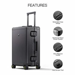 LEVEL8 Gibraltar Carry On Luggage, 20" Aluminum Frame Hardside Suitcase Zipperless Luggage With TSA Lock, 8 Spinner Wheels - Dark Grey -TRAVELPRO Sales 41OH9y0Ni0L