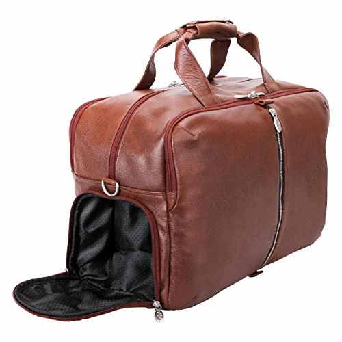 McKleinUSA Avondale, Pebble Grain Calfskin Leather, 22" Leather, Triple Compartment, Carry-All, Travel, Laptop Duffel, Brown (18904) 5 McKleinUSA Avondale, Pebble Grain Calfskin Leather, 22" Leather, Triple Compartment, Carry-All, Travel, Laptop Duffel, Brown (18904) - Image 3