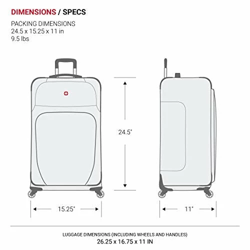 SwissGear Sion Softside Luggage With Spinner Wheels, Dark Grey, Checked-Medium 25-Inch 7 SwissGear Sion Softside Luggage With Spinner Wheels, Dark Grey, Checked-Medium 25-Inch - Image 5
