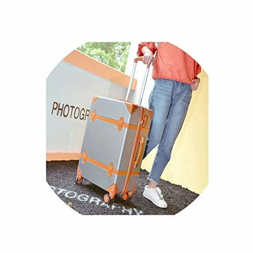 Classical Retro Rolling Luggage With Cosmetic Bag For Women Travel Carry On Trolley Suitcase,Gray,26 4 Classical Retro Rolling Luggage With Cosmetic Bag For Women Travel Carry On Trolley Suitcase,Gray,26 - Image 2