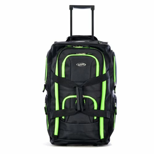 Olympia 8 Pocket Rolling Duffel Bag, Black/Lime, 22 Inch 5 Olympia 8 Pocket Rolling Duffel Bag, Black/Lime, 22 Inch - Image 3