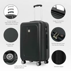 Ceilo ABS Hardside Luggage Sets With USB Interface Laptop Pocket,Lightweight Carry On Suitcase With TSA Lock&360°Spinner Wheels,Black,3-Piece Travel Luggage Set (20/24/28) -TRAVELPRO Sales 41RrF5rgYNL