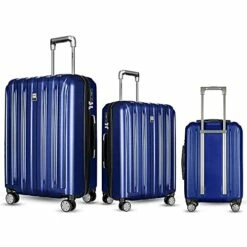 FOCHIER F Hard Shell Luggage 3 Piece Set With Spinner Wheels, Expandable Lightweight Suitcase With TSA Lock 20 24 28 Inch, Blue