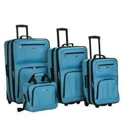 Rockland Journey Softside Upright Luggage Set, Turquoise, 4-Piece (14/19/24/28)