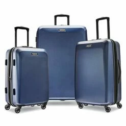 American Tourister Moonlight Hardside Expandable Luggage With Spinner Wheels, Navy, 3-Piece Set (21/24/28)