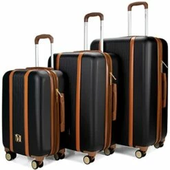 BADGLEY MISCHKA Mia 3 Piece Expandable Retro Luggage Set (Black)