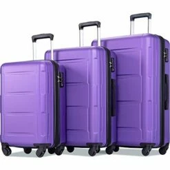 Merax Luggage Set Expandable 3 Piece Sets With TSA Lock, Lightweight Hardside Luggage With Spinner Wheels (Purple)