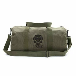 Semper Fi Skull Corp Sport Heavyweight Canvas Duffel Bag (Medium (19" X 9" X 9"), Olive & Black)