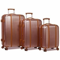 Dejuno Monroe New Generation 3-Piece Hardside Spinner TSA Lock Luggage Set, Rose Gold, One Size