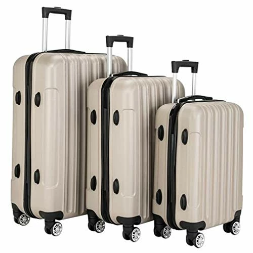 3 Pieces ABS Luggage Sets Trolley Case, Large Capacity Multifunctional Traveling Suitcase Hardshell With Spinner Wheel And Coded Lock, 20" & 24" & 28" (Champagne) 4 3 Pieces ABS Luggage Sets Trolley Case, Large Capacity Multifunctional Traveling Suitcase Hardshell With Spinner Wheel And Coded Lock, 20" & 24" & 28" (Champagne) - Image 2