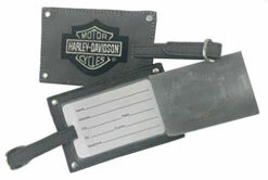 Harley Davidson Harley-Davidson Bar & Shield Belted Luggage Tags, Gray Leather 99301-GRAY
