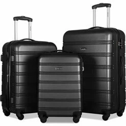 Merax Expandable Luggage Sets With TSA Locks, 3 Piece Lightweight Spinner Suitcase Set (Black2020)