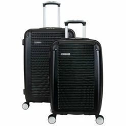 Ben Sherman Norwich Luggage Collection Lightweight Hardside Pet Expandable 8-Wheel Spinner Travel Suitcase Bag, Midnight Black, 2-Piece Set (20"/24")