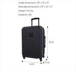 Sherpani Meridian, 22 Inch Travel Hardside Luggage, Durable Hardshell Luggage, Expandable Suitcases With Wheels, Rolling Luggage Carry On, Lightweight Carry On Luggage With Spinner Wheels (Black) -TRAVELPRO Sales 41 EU yQ7L