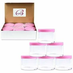 Beauticom 4 Oz. (120g/120ML, Quantity: 6 Pieces) Thick Wall Round Leak Proof Clear Acrylic Jars W/Lids For Beauty, Cream (6 Pieces (6 Jars + Lids Together), PINK)