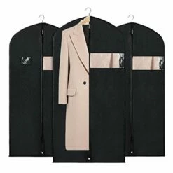 Zilink Garment Bags Suit Bags For Storage And Travel 54 Inches Breathable Dust-Proof Dress Protector Bag With Clear Window For Suit, Dresses, Winter Coat, Pack Of 3