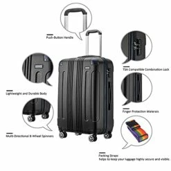 JOYWAY Luggage 3 Piece Set Suitcase Lightweight Hardshell TSA Lock Spinner (black) -TRAVELPRO Sales 41bRUXBvdgS