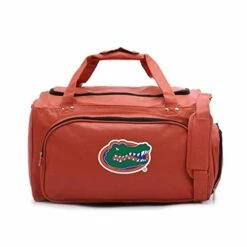Zumer Sport Florida Gators Basketball Leather Travel Kit Duffel Gym Bag - Made From Genuine Basketball Materials - Shoulder Strap And Handles - Shoe Compartment - Orange
