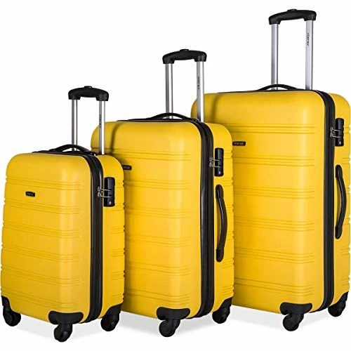 Merax Expandable Luggage Sets With TSA Locks, 3 Piece Lightweight Spinner Suitcase Set (Yellow) 10 Merax Expandable Luggage Sets With TSA Locks, 3 Piece Lightweight Spinner Suitcase Set (Yellow) - Image 8