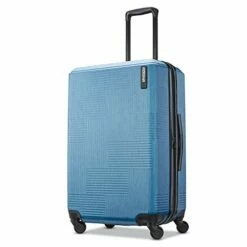 American Tourister Stratum XLT Expandable Hardside Luggage With Spinner Wheels, Blue Spruce, Checked-Medium 25-Inch