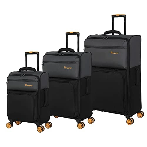 It Luggage Duo-Tone 3 Piece Softside 8 Wheel Spinner Set, Pewter/Black, 3 Pc 3 It Luggage Duo-Tone 3 Piece Softside 8 Wheel Spinner Set, Pewter/Black, 3 Pc
