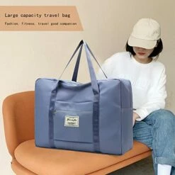 Portable Travel Duffel Bag, Large Capacity Foldable Tote Shoulder Bag, Lightweight Waterproof Carry On Luggage Sport Gym Bag (Light Blue) -TRAVELPRO Sales 41eki2jkqLL