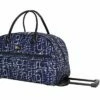 Nicole Miller Wheeled Duffel Carry On Bag (14in, Signature Navy)