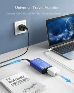 BESTEK Universal Voltage Converter, [Pure Sine Wave] Travel Power Converter Adapter For Hair Straightener/Curler, 100-240V To 110V Travel Adapter With Fast USB (Blue) -TRAVELPRO Sales 41jR6fURnTL