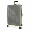 Hurley Suki Hardside Spinner Check In Luggage 29", Light Grey/Neon