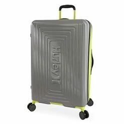 Hurley Suki Hardside Spinner Check In Luggage 29", Light Grey/Neon