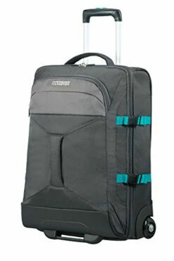 AMERICAN TOURISTER Road Quest - 2 Compartments Wheeled Duffle 55/20 Travel Duffle, 55 Cm, 40 Liters, Grey (Grey/turquoise)