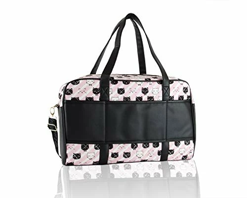 Betsey Johnson Luv CruzIn Cotton Quilted Carry On Weekender Travel Duffel Bag - Black/Blush Cat 5 Betsey Johnson Luv CruzIn Cotton Quilted Carry On Weekender Travel Duffel Bag - Black/Blush Cat - Image 3