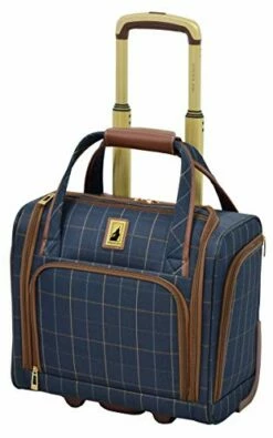 London Fog Kensington II 15" 2-Wheel Under The Seat Bag, Navy Window Pane
