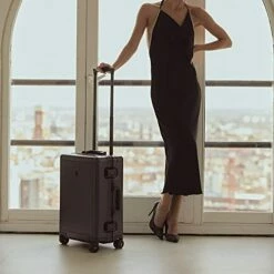 LEVEL8 Gibraltar Carry On Luggage, 20" Aluminum Frame Hardside Suitcase Zipperless Luggage With TSA Lock, 8 Spinner Wheels - Dark Grey -TRAVELPRO Sales 41l1KTexLNL