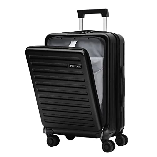 TydeCkare 20 Inch Carrry On Luggage With Front Zipper Pocket, 45L, Lightweight ABS+PC Hardshell Suitcase With TSA Lock & Spinner Silent Wheels, Convenient For Business Trips, Black 3 TydeCkare 20 Inch Carrry On Luggage With Front Zipper Pocket, 45L, Lightweight ABS+PC Hardshell Suitcase With TSA Lock & Spinner Silent Wheels, Convenient For Business Trips, Black
